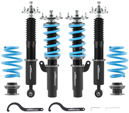 maXpeedingrods 4x Coilover Regulable de 24 Niveles, Amortiguador Roscado para BMW E46 3-Series 320i 323i 325i 1998-2006, Suspensión de Muelle, Kit de Resorte Helicoidal [Versión Actualizada] | Coilover para 3 Series 320i 323i 325i 1998-2006, Suspensión de Muelle, Kit de Resorte Helicoidal