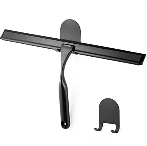 HOME SO Stainless Steel Shower Squeegee, Matte Black 12 Rubber Blade