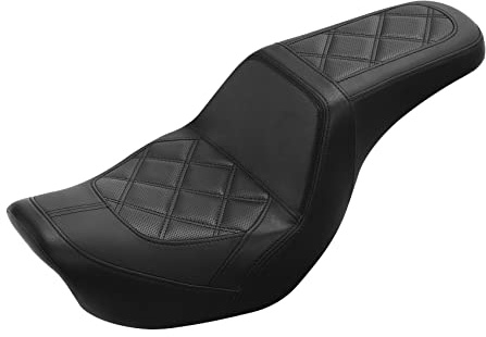C.C. RIDER Driver Passenger Seat Step-up Seat Fit for Harley Dyna Street Bob FXDB Low Rider FXDL/FXDLS Super Glide Custom FXDC Wide Glide FXDWG Fat Bob FXDF Switchback FLD 2006-2017