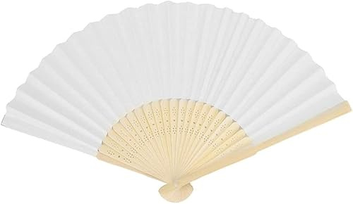 Yukiyi Ventagli a mano bianchi per le donne ventagli pieghevoli in tessuto ventagli pieghevoli fai da te ventagli fatti a mano per ballare foto puntelli decorazione da parete accessori da sposa