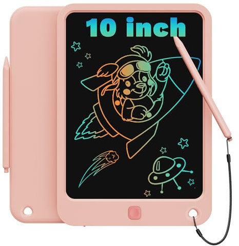 TEKFUN LCD Schreibtafel Kinder Erwachsene 10 Zoll Bunte Zeichenbrett, Spielzeug ab 3 4 5 Jahre Junge Mädchen Zaubertafel Maltafel, Kinder Lernspielzeug Geburtstags Geschenke für 3+ Jahre (Rosa)