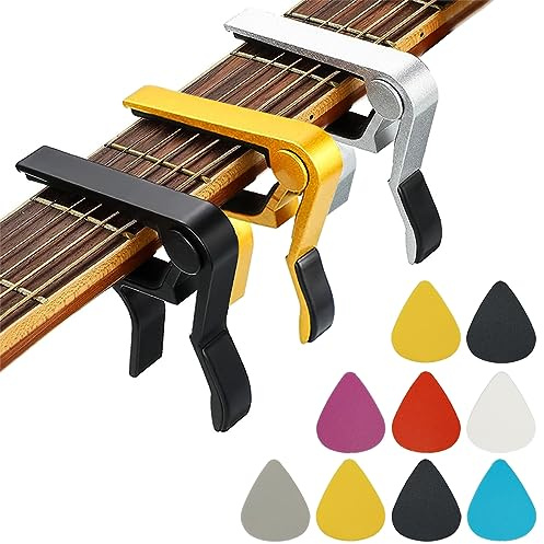 Capotasto per chitarra, confezione da 3 capotasto per chitarra acustica, morsetto universale per chitarra elettrica, capotasto per vari tipi di strumenti a corda leggeri