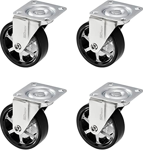 SOTECH 4 Stück Design Lenkrollen SHIFT Rollen-Ø 75 mm schwarz | belastbar bis 140 kg (35 kg pro Möbelrolle), Höhe 97 mm