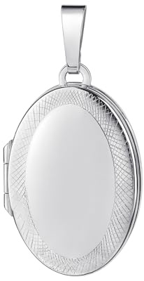 JEVELION Medaillon 925 Silber ovaler Amulett Anhänger für 2 Bilder zum Öffnen für Damen Silberamulett und Schmuck-Etui