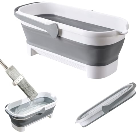 Grand Seau de Nettoyage Plat Pliable avec Poignée - Balai Serpillère Rectangulaire pour le Nettoyage de la Maison