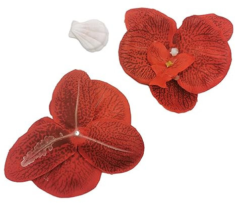 susiodeu Aspetto Realistico da 50 Pezzi con Teste di Orchidee Artificiali ecologiche Decorazioni Artificiali in Seta Teste di Orchidee, Rosso