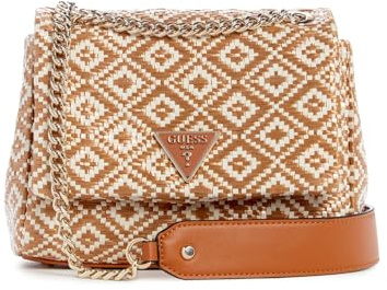 GUESS Damen Rianee Umwandelbare, wandelbare Umhängetasche, Crossbody-Klappe, Cognac
