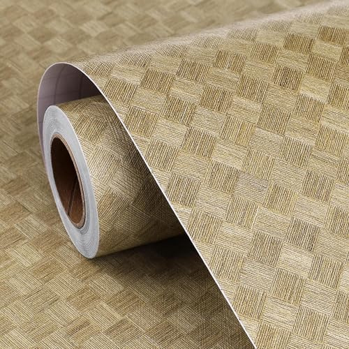 FunStick 60CM×5M Brown Bedroom Wallpaper with Pattern Waterproof Bathroom Wallpaper Sticky Back Plastic Walls Geometric Vinyl Wrap for Furniture Kitchen Cupboards Brown Vintage Wallpapers for Bedroom