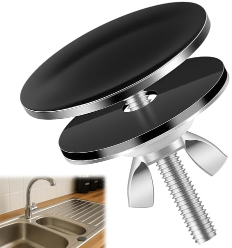 Pretwad Cache-trou d'évier de 5,1 cm en acier inoxydable pour robinet d'évier de cuisine - Bonne étanchéité - Pour éviter les fuites (noir)
