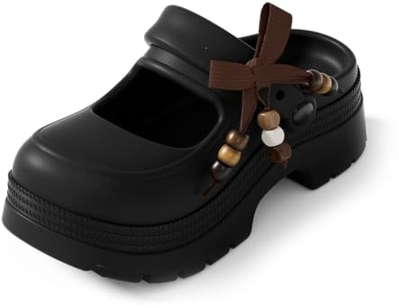 Sunporx Mujer Plataforma Zuecos Cómodos Mary Janes Suelas Gruesas Zuecos Verano Accesorios Bonitos Suaves Suela Exterior Antideslizantes Jardín Playa Piscina Sandalias Negro 39/40 EU