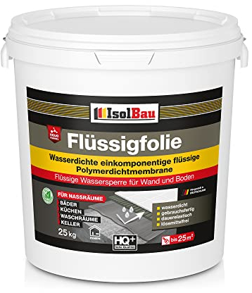 Isolbau Flüssigfolie 25 kg - Abdichtung für Dusche, Bad, Küche - MPA-Zertifikat Duschabdichtung für Wand und Boden - Abdichtungsmasse Wasserdicht und Lösemittelfrei