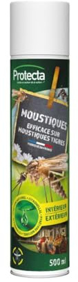 Protecta® - Aérosol Répulsif Anti-Moustiques 500 ml – Efficace contre les Moustiques Tigres – Action Immédiate – Formule Innovante au Pyrèthre & Citronellal – Protection Intérieur & Extérieur