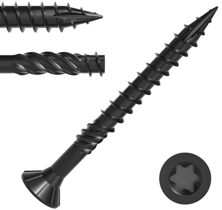 VGBUY Deck Screws #8 x 2 Inch Heavy Duty Exterior Wood Screws,Torx Drive Head Deck Screw Black Rust Resistant Epoxy Coated,Long Outdoor Decking Screws with Star Bit,for Fence,Timber (105pcs)