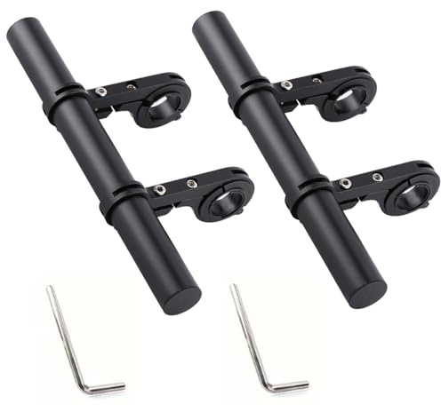 VZU 2 pezzi Estensione manubrio bicicletta – Accessori manubrio in lega di alluminio, Estensore manubrio, 20 cm con cacciavite per mountain bike, cellulare, torcia