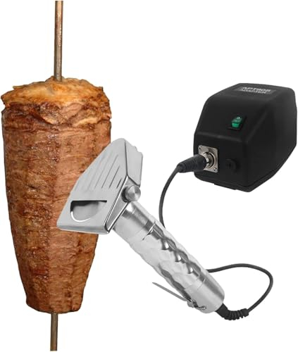 MSTRRG Commercial Electric Gyro Cutter, Stainless Steel Shawarma Cutter Electric Gyro Slicer Doner Kebab Knife Meat Cutter Machine with Holder for Shawarma - 0~6mm Thickness.