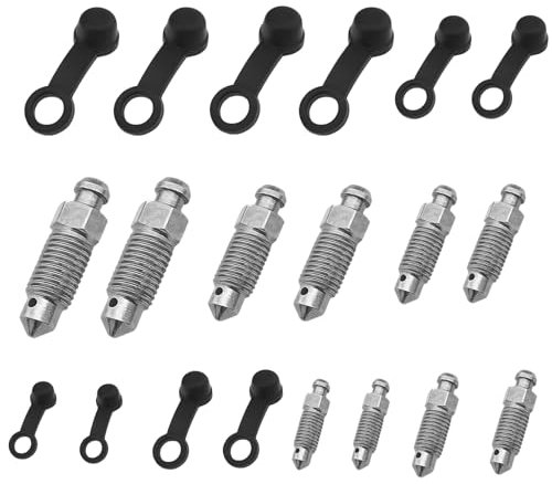 10pcs Vis de Purge Avec Bouchon, Vis Bocal Frein Moto, Vis de Purge Etrier, Vis de Purge Frein Boulon Banjo, M6x1 M7x1 M8x1.25 M10x1.25 Bleeder Vis, Convient Aux Motos