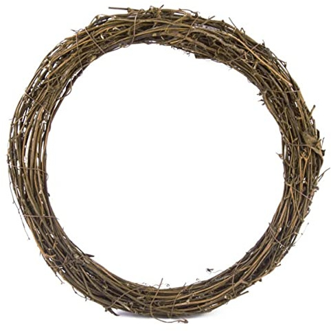 Christmas Grapevine Wreaths, 40cm Dry Rattan Wreath Round Branch Garland DIY Crafts Grapevine Wreaths for Xmas Front Door Wall Decorations