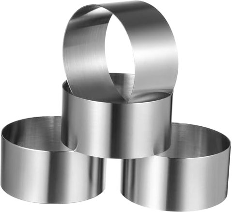 Alipis 4pcs Round Mousse Circle Mousse Ring Croissant Dessert Ring Moule Tartare Pan Mousse Cooking Muffin Baking Rings Moulds Cheesecake Chef Rings Food Silver Stainless Steel