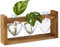 Relaxdays Ständer Reagenzglas Vase, runde Glasvasen mit Halterung, Blumen & Pflanzen, HxBxT: 13x28x6,5 cm, transparent/Natur, Kiefernholz, Herz