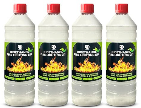 PRIMES DIY Firelighter Gel 4 Litre, Bioethanol Fuel for Fire Lighters, Camping Fire Pit, BBQ, Ethanol Fire, Natural Firelighters for Wood Burners, Burn Gel for Coal, Stoves & Chafing Fuel