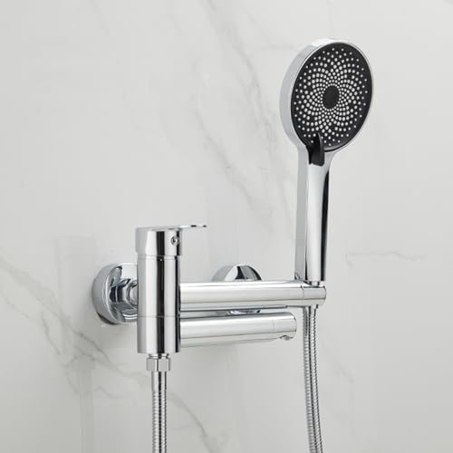 DJHFHCS Bath Shower Mixer Tap Wall Mounted Bath Tap Bath Filler Tap Single Lever Bathroom Taps Mixer with Shower Set Chrome enterprise