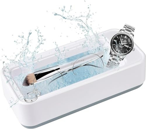 Ultrasonic Jewelry Cleaner - Protable Professional Ultrasonic Cleaner Machine for Jewelry, Ring, Silver, Retainer, Eyeglass, Watches, Coins (White)