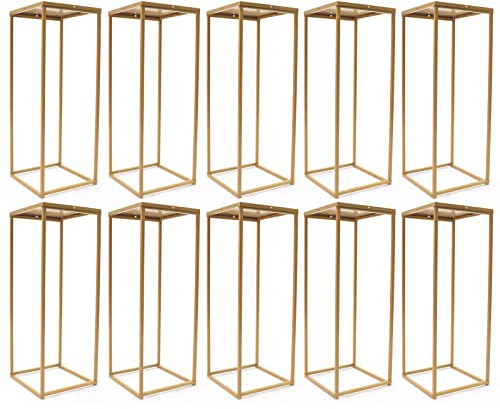 Royyalpa 10er-Set Goldene Metall Blumenständer 80x30x30 cm – Säulenförmige Blumensäulen für Hochzeit, Party & Event – Elegante Tischdekoration für Blumenarrangements