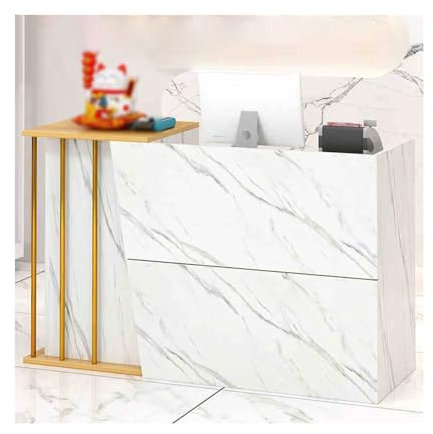 HUFIREHU GroßE Empfangstheke BüRotheke Rezeptionstisch Rezeption BüRomöBel Empfangstheke Mit Sichtschutz Verkaufstisch Theke Tresen Empfang FüR Alle Arten Von BekleidungsgeschäFten(Marble,100CM/39.3in