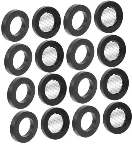 SUPVOX Black Stainless Steel Hose Washer Filters with Rubber Seal and Wire Mesh Strainer Fits Handheld Shower Tubes Reduces Nozzle Clogging for Shower Head