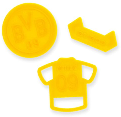 BVB Keksausstecher-Set, 3 Stück, Gelb | Offizielles Borussia Dortmund Merchandise, Spülmaschinenfest