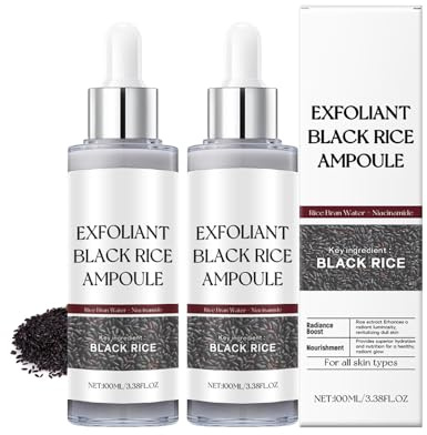 Peeling-Ampulle mit schwarzem Reis: Beruhigt und hydratisiert die Haut, verfeinert die Poren&spendet intensive Feuchtigkeit. Gesichtspeeling-Serum für weiche Nagelhaut für alle Hauttypen (2PCS)
