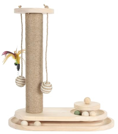 Generic Poste Rascador para Gatos Grande, Rascador Interactivo para Gatos para Aliviar el Aburrimiento con Palo para Acariciar para Domésticos (Plato Giratorio Ovalado)