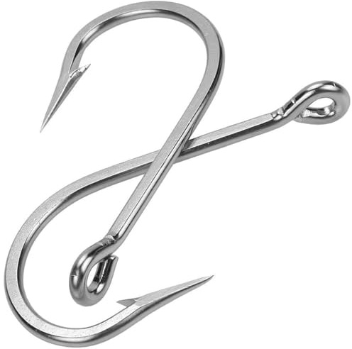 Ami da pesca in acqua salata grande squalo gigante e alligatore, in acciaio inox, grandi ami da pesca extra forti per tonno, pesce gatto, pesce spada (12/0-5 pezzi)