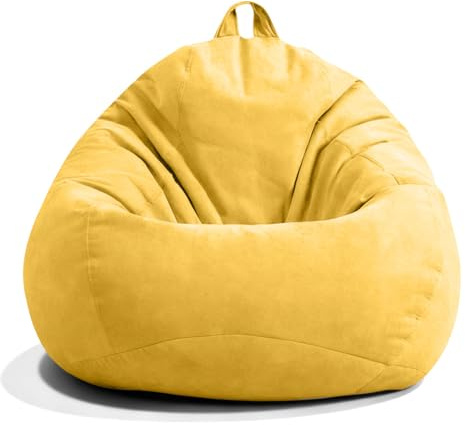 CEWROM Pouf a goccia per adulti, interno Beanbag 100 x 120 cm, solo fodera (senza imbottitura), pouf per videogiochi XL, per esterni, decorazione della stanza (giallo)