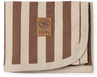 Cloby Multifunktionale Babydecke - Kinderdecke mit UV-Schutz (UPF 50+) - UV-Decke - Peanut Brown Stripe - braun/beige (95x73 cm)
