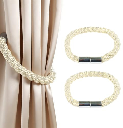 GROVBLE Magnetische Gardinen Raffhalter 2er Set, Gardinen Kordel