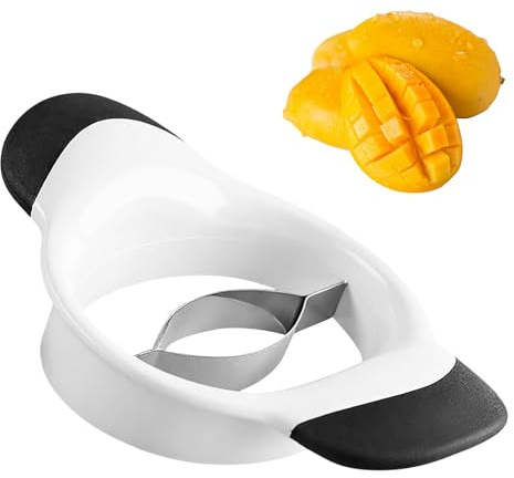Mangoschäler Mangoschneider aus Edelstahl,Mango Schneider & Entkernen, Mangoteiler Klinge mit Ergonomischen Griffen,Schält, Entkernt und Teilt die Mangos (A)