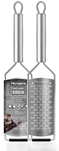 Microplane Grattugia da Cucina Doppia Lama Media Acciaio Inossidabile Serie Professional Ideale per Formaggio, Mela, Carota, Zucchina e Cioccolato