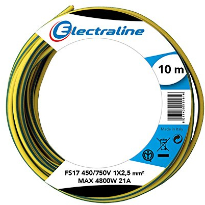 Electraline 13171 - Cable unipolar FS17, sección 1 x 2,5 mm², amarillo/verde, 10 m