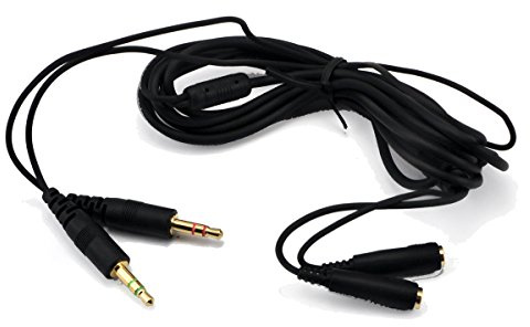 Ougual 2 Stecker 2 Jacks Mikrofon Audio Verlängerungskabel 3,5 mm Kabel für Computerspiel Kopfhörer Headset 150cm Schwarz