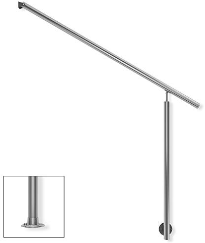 DOLLE Geländer Edelstahl Hauseingang seitliche Montage 1 Pfosten mit Wandanschluss Länge 150 cm Höhe 100 cm witterungsbeständig