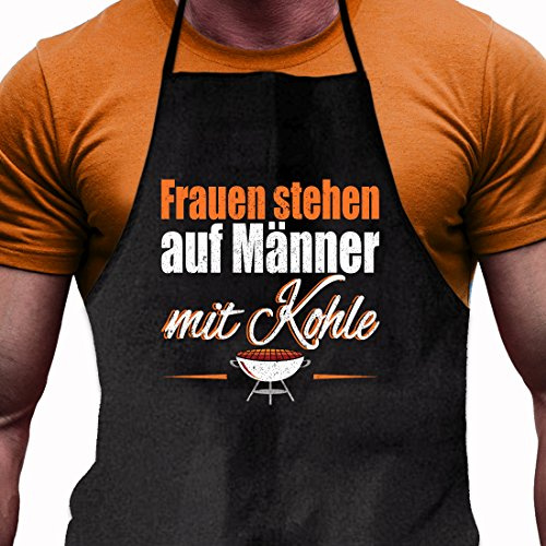 Shirtoo Grillschürze Frauen stehen auf Männer mit Kohle – Lustiges Geschenk für echte Männer und Grill-Fans
