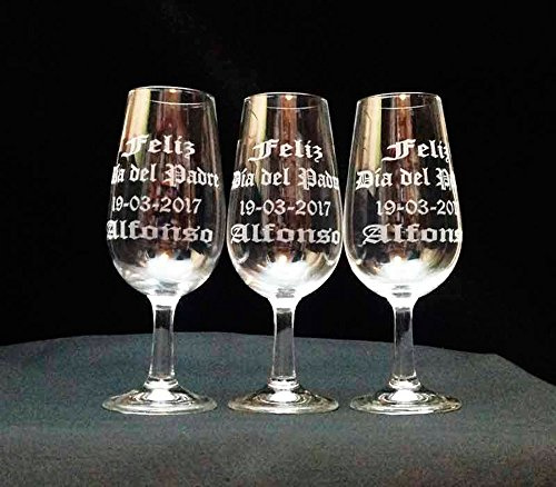 regalo grabado Vasos Catavinos Personalizados Cristal Texto Dibujo Pack 6 | Pack de 6 vasos catavinos de vidrio de 150 ml para personalizar con texto o dibujo. Copa clasica de vino templada de calidad.