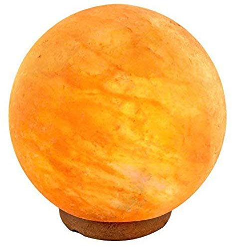 DYALYD Himalaya saltlampa flerfärgsändring, släpp negativa joner för kontor hem deco yoga, rund kristall sten handsnidad + äkta träbas + färger som ändras saltlampa