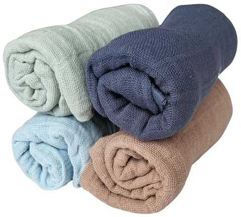 Pippi Mullwindeln 4er Pack Spucktücher Biobaumwolle ORGANIC (mittelblau)