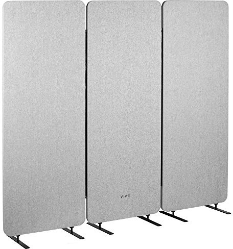 VIVO Freestanding 72 x 66 inch Privacy Panel, Cubicle Divider, Acoustic Wall Partition, x3 24 inch Panels, Gray, PP-3-T072G…