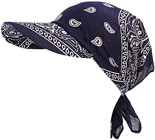Damen Kopftuch Schal Cap Mützen für Haarausfall mit Schirm Bandana Cap Sommer Faltender Retro Stil Sonne-Hut Visier Kappe Anti-UV für Golf Tennis Baseball Hut