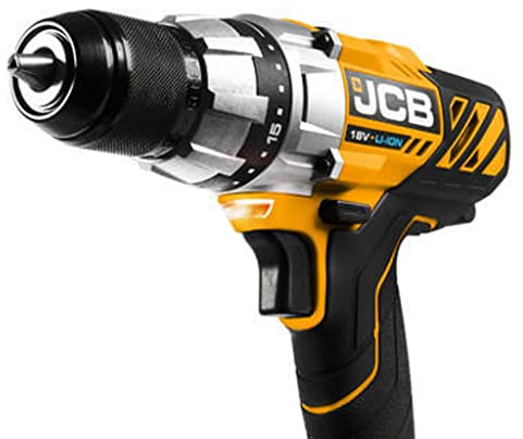 JCB 18v Drill Driver with 4.0ah Lithium-ion Battery and 2.4a Fast Charger, Variable Spped, Led Light, 16+1 Position Torque, Belt Clip, 3 Year Warranty