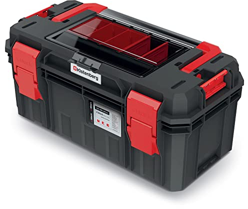Kistenberg Werkzeugkiste Werkzeugkoffer Werkzeugkasten Werkstattkiste Toolbox Organizer im Deckel mit Boxen und Trennwänden, wasser- /staubdicht, Kunststoff S-Block Pro Abmessungen: 550 x 280 x 264 mm