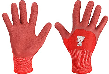 Ladeheid Guanti da lavoro da giardinaggio Bambino e Bambina BD002 (Rosso, 4)